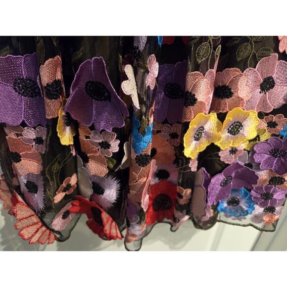 Anthropologie MAEVE 3D Floral Applique Embroidered Maxi Skirt Size L - Picture 5 of 6